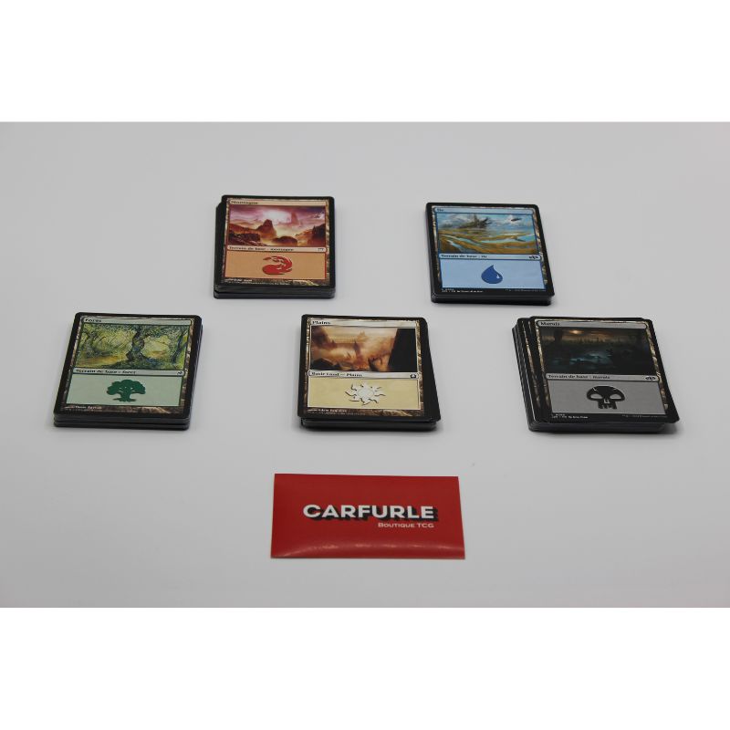Lot de 100 cartes Magic - Terrains de base, 20 de chaque couleur - FR