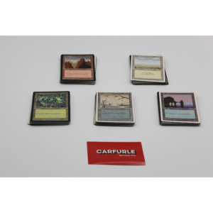 Lot de 100 cartes Magic - Terrains de base OLD FRAME, 20 de chaque couleur - FR - EN